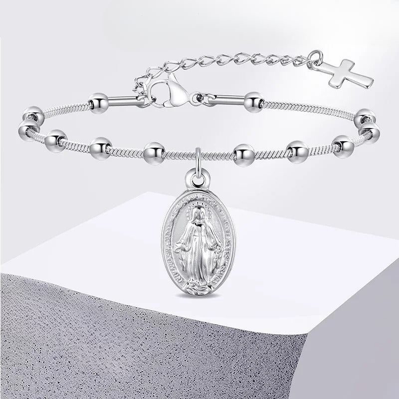 Armband Jungfrau Maria christliches Gourmet-Silberarmband