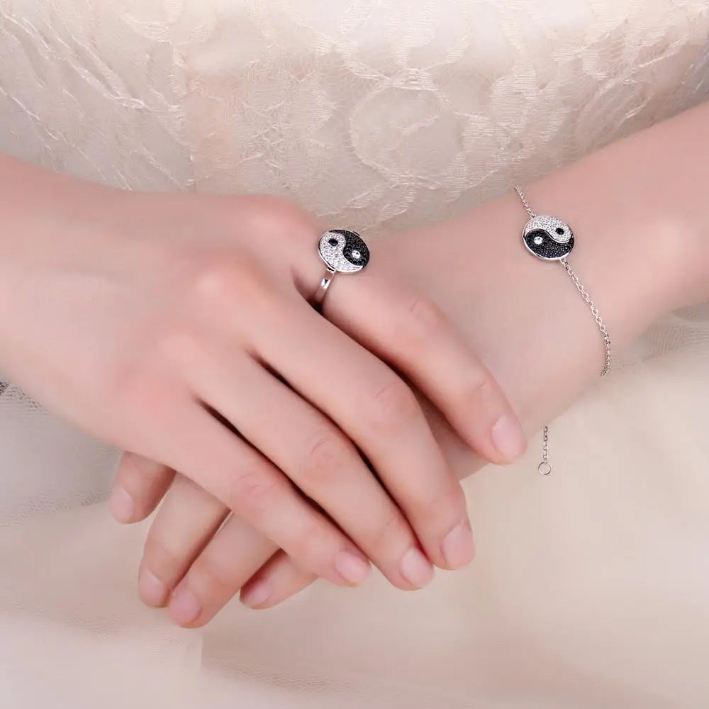 Yin-Yang-Armband mit Strass