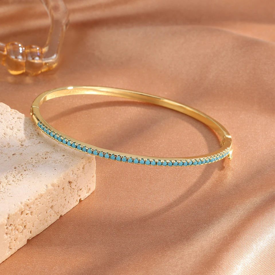 Set mit 3 Armbändern mit vierblättrigen Kleeblättern aus blauem Zirkon