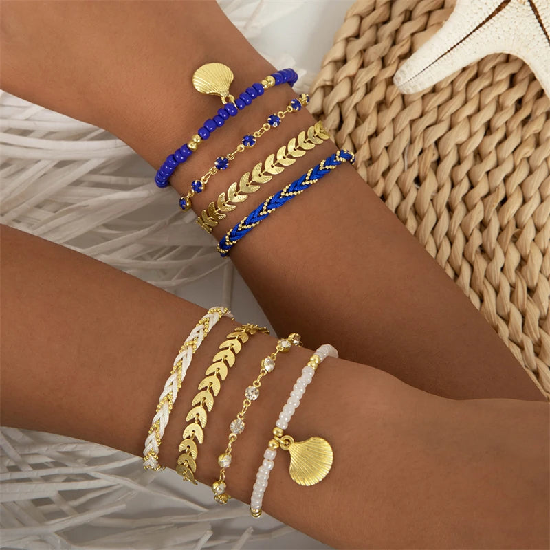 Boho-Stil Armbänder weiß