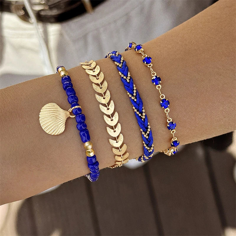 Boho-Stil Armbänder blau