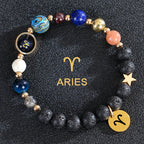 Lava-Stein-Armbänder 12 Sternbilder Astrologische Zeichen des Tierkreises Widder