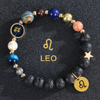 Lava-Stein-Armbänder 12 Sternbilder Astrologische Zeichen des Tierkreises Löwe