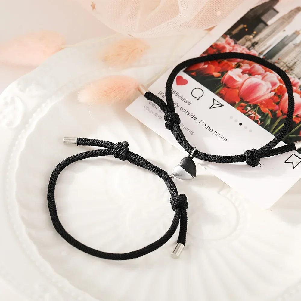 Armbänder für Freundespaar Magnetisches Herz Gourmette