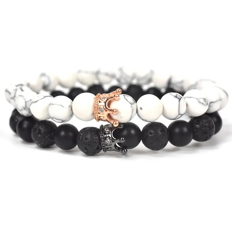 Armbänder für Paare Gourmette Krone König & Königin