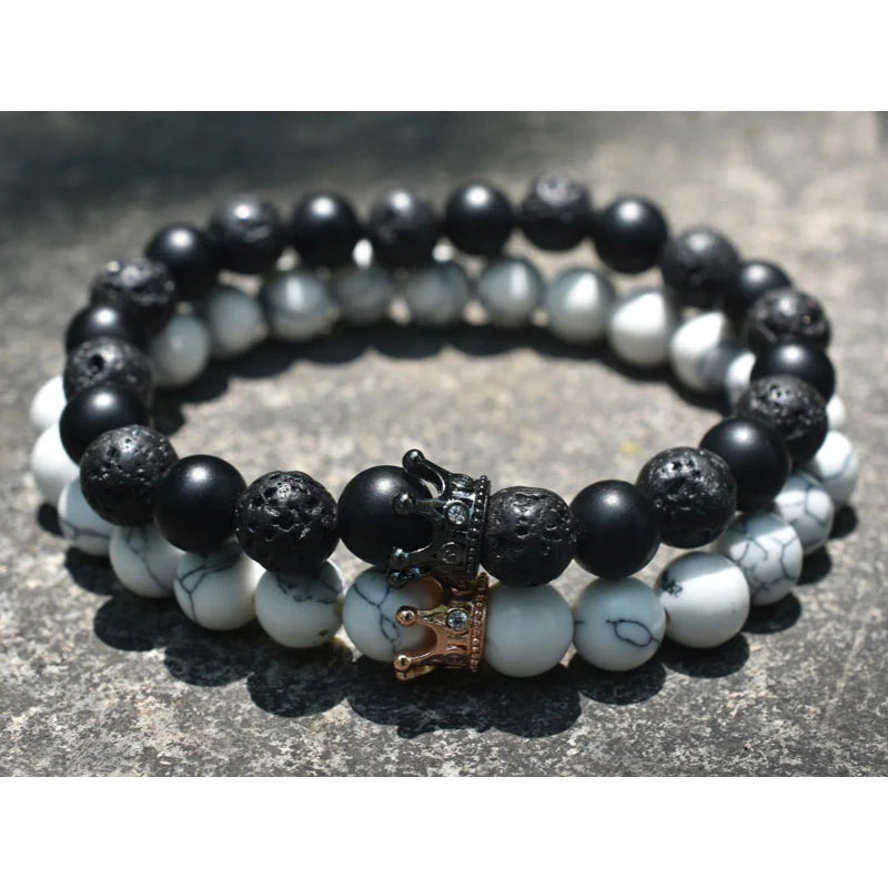 Armbänder für Paare Gourmette Krone König & Königin