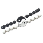 Armbänder für Paare, trennbare Yin-Yang-Gliederarmbänder aus natürlichen schwarzen und weißen Steinen