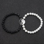 Armbänder für Paare, trennbare Yin-Yang-Gliederarmbänder aus natürlichen schwarzen und weißen Steinen