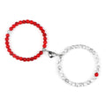 Magnetische Gourmette-Armbänder für Paare mit roten und weißen Perlen