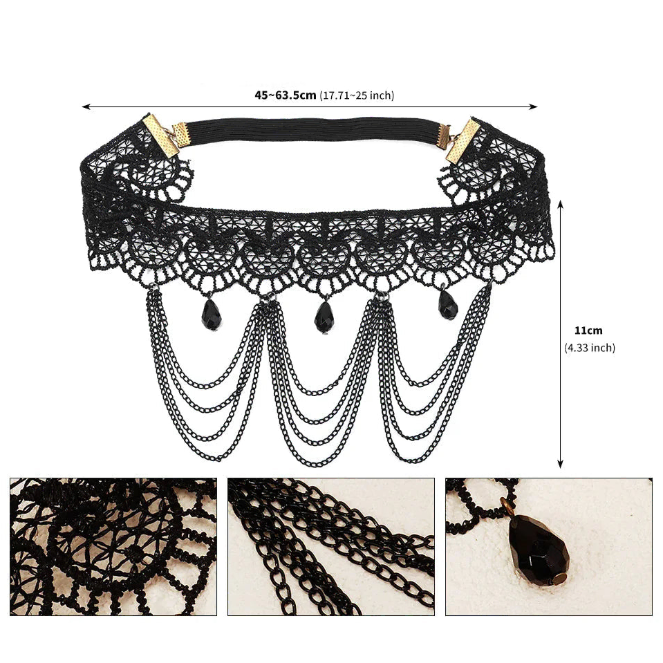Schwarze Spitzen-Oberschenkelskette - Beinschmuck für Damen