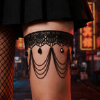 Schwarze Spitzen-Oberschenkelskette - Beinschmuck für Damen