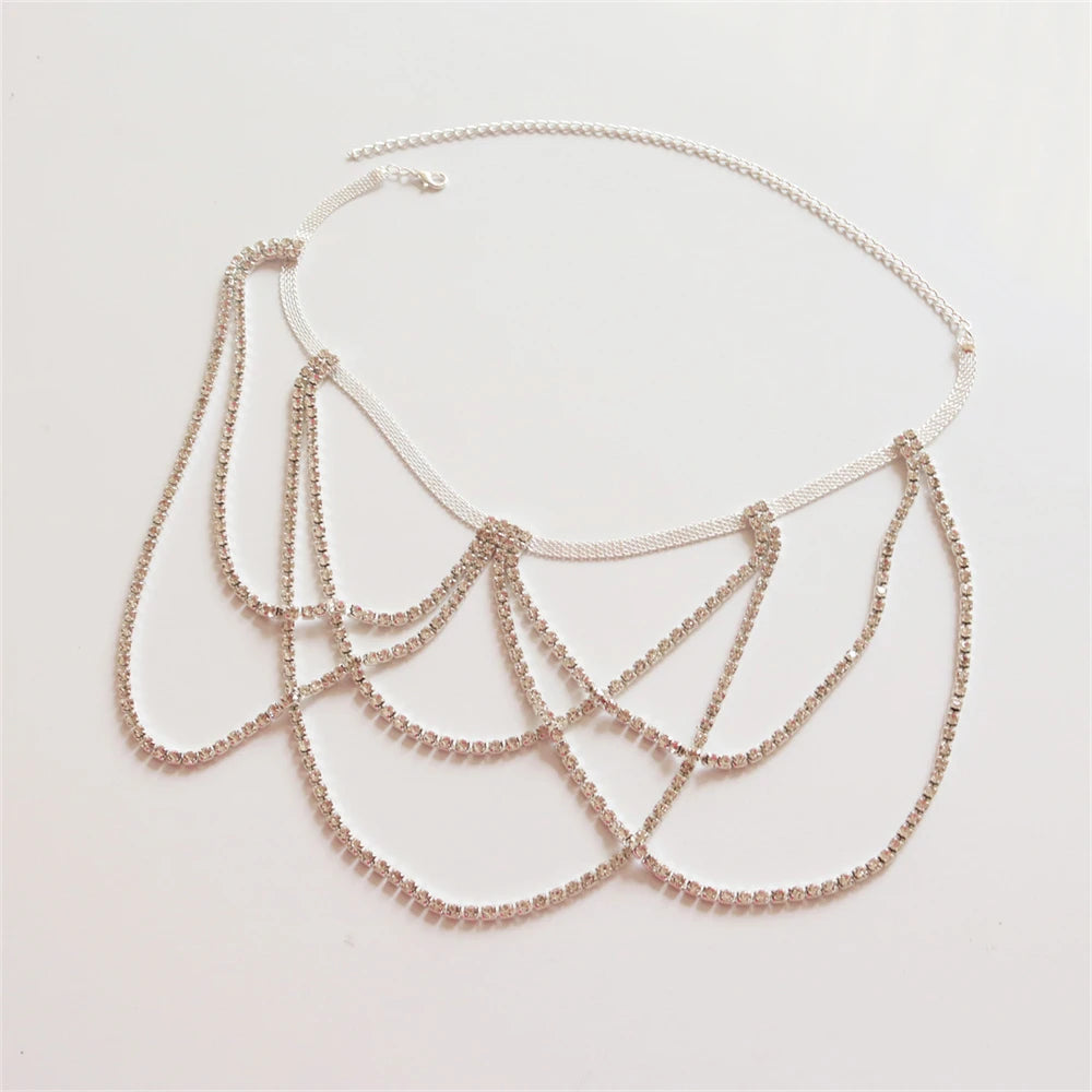 Strass-Oberschenkelschmuck – Beinschmuck für Damen, Silber
