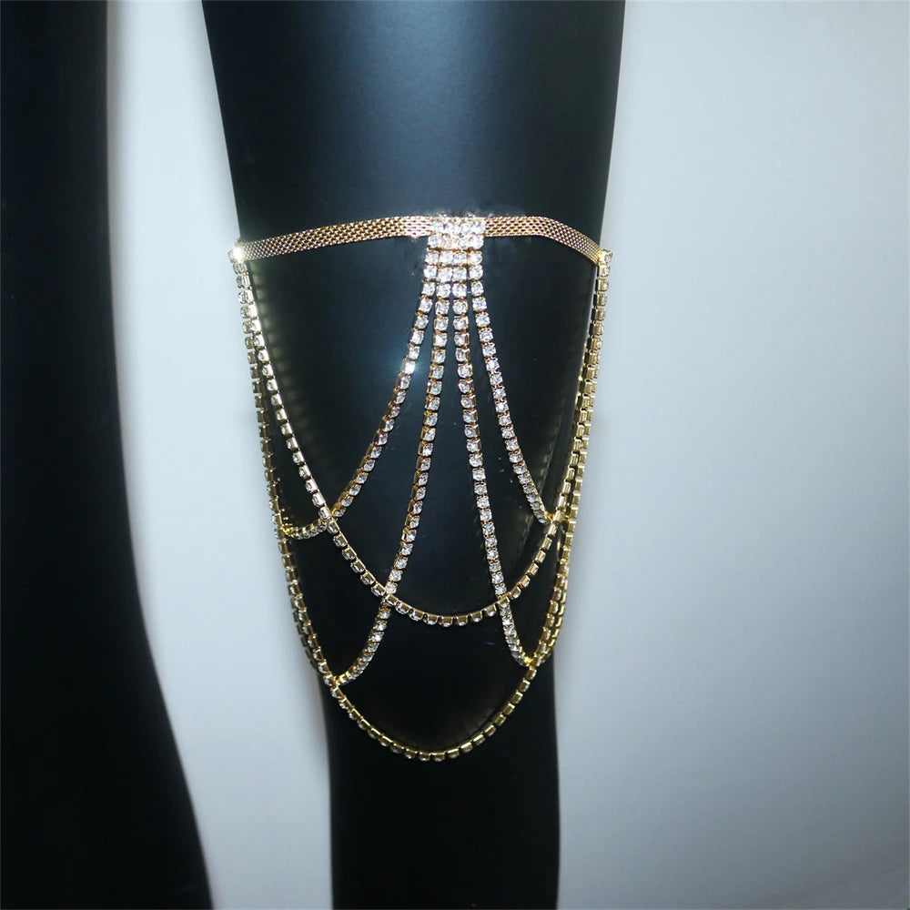 Strass-Oberschenkelschmuck – Beinschmuck für Damen, Gold