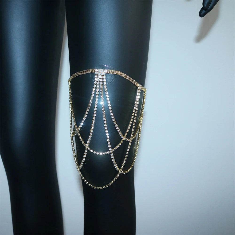 Strass-Oberschenkelschmuck – Beinschmuck für Damen, Gold