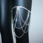 Strass-Oberschenkelschmuck – Beinschmuck für Damen, Silber