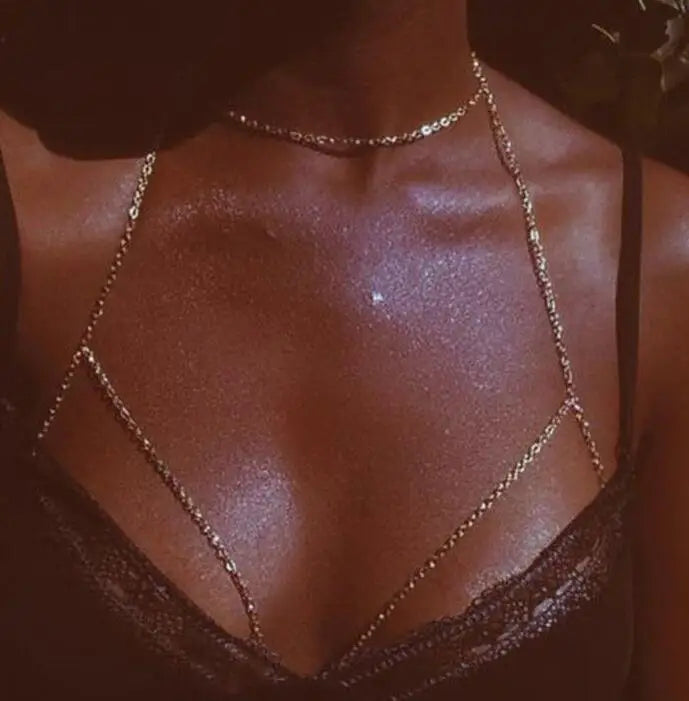 Damen-Dekolleté-Kette Brustschmuck Silber