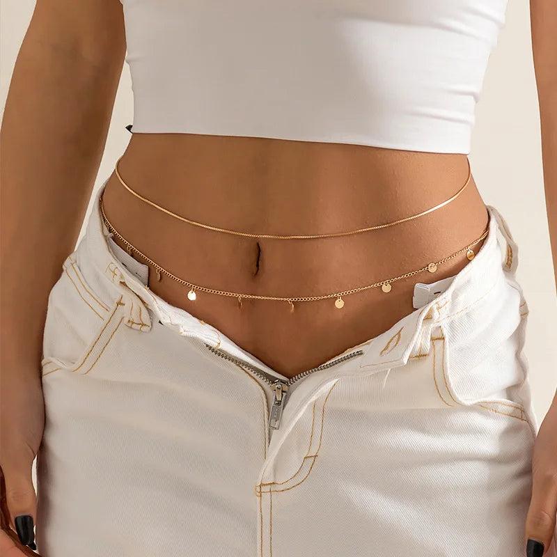 Hüftkette und Taillenschmuck - Bauchnabelschmuck für Damen Gold
