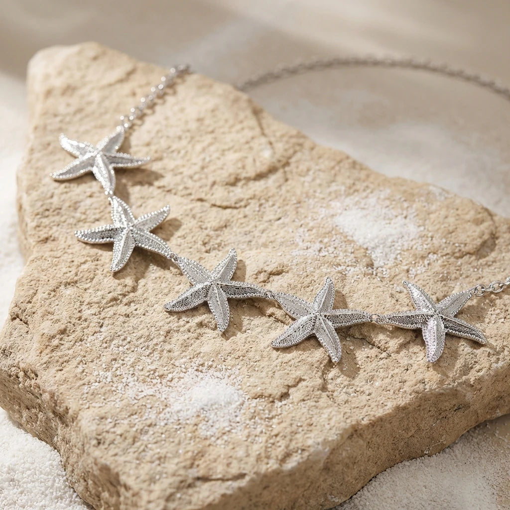 Seestern-Hüftkette - Taillen- und Bauchtier-Schmuck für Damen silber