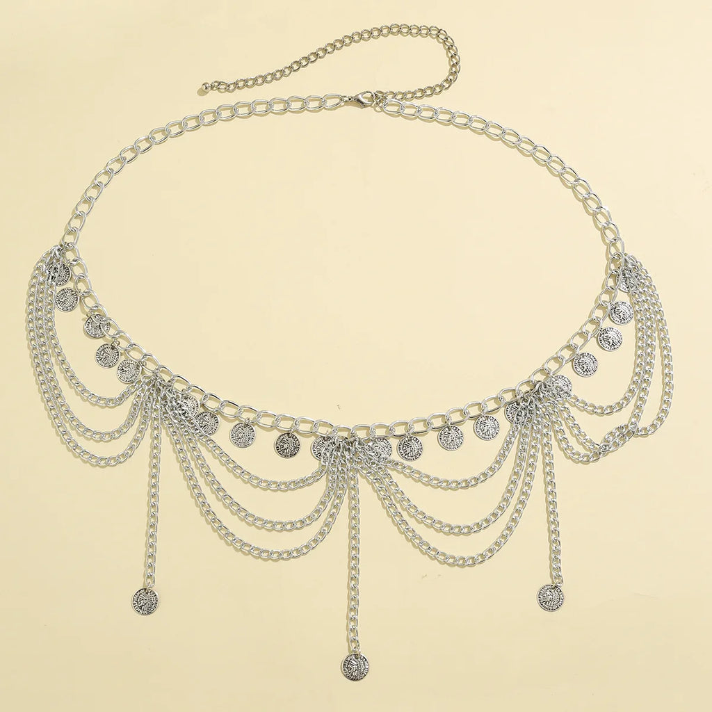 Orientalische Hüftkette – Taille- und Bauchschmuck für Damen Silber