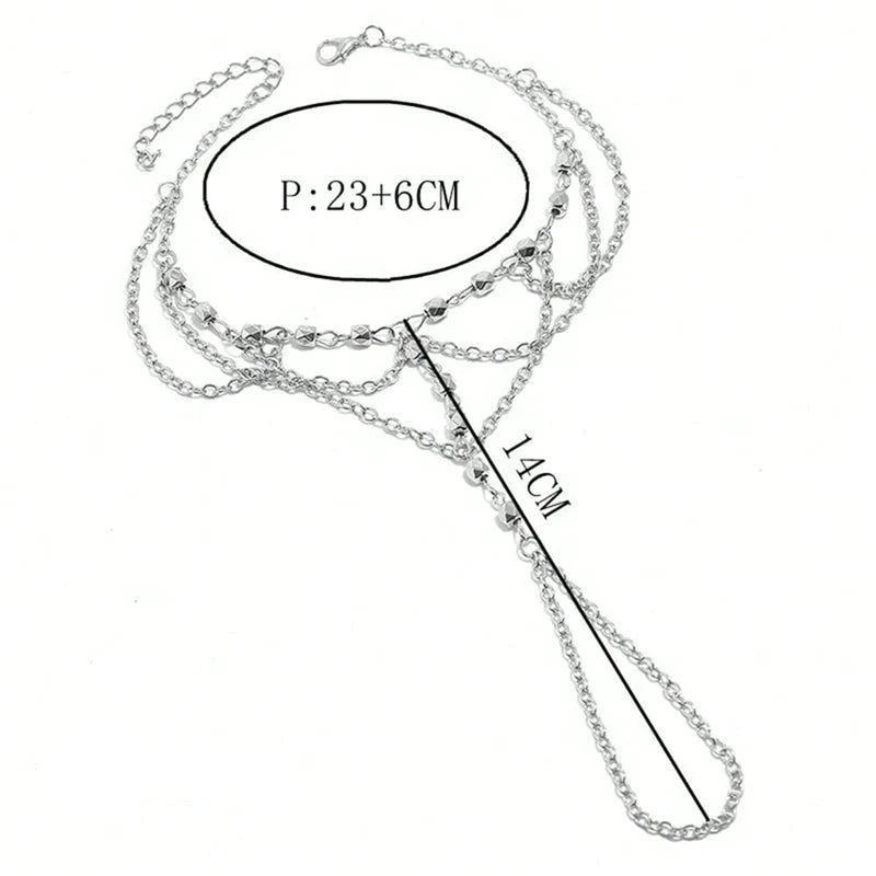 Fußkette mit silberfarbenen Perlen - Damenschmuck für den Fuß