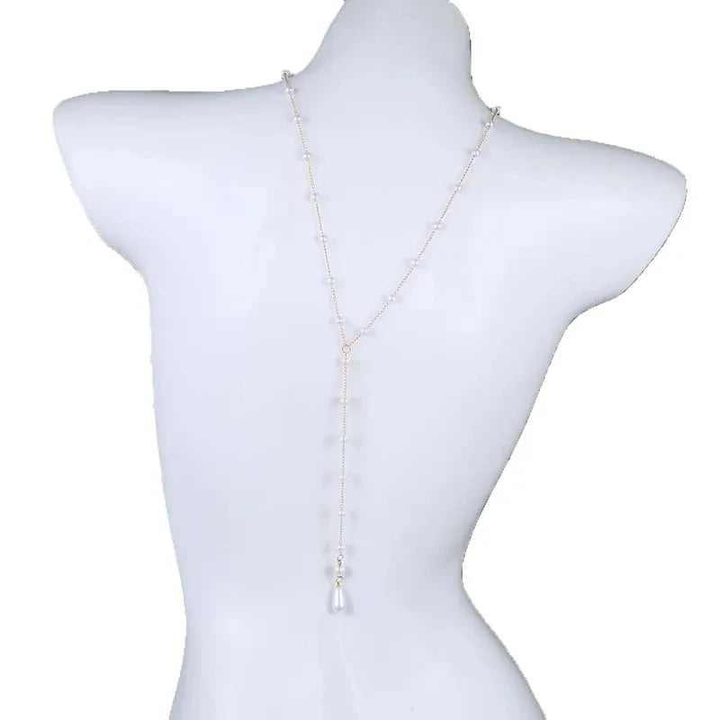 Rückenkette für Damen - Rücken-Collier mit Perlen