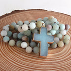 Rosenkranz Kreuz Halskette Anhänger aus natürlichen Steinen grün