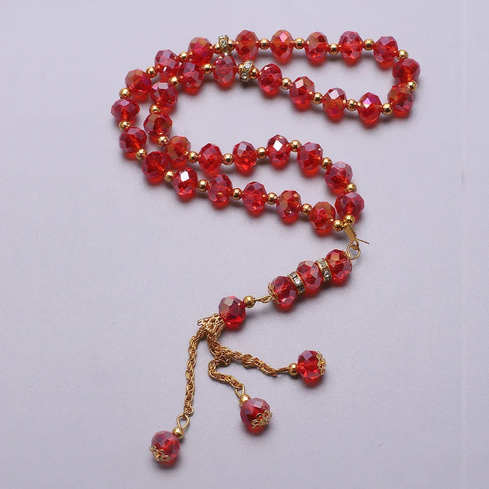 Eleganter muslimischer Rosenkranz - Islamischer Tasbih mit 33 roten Perlen