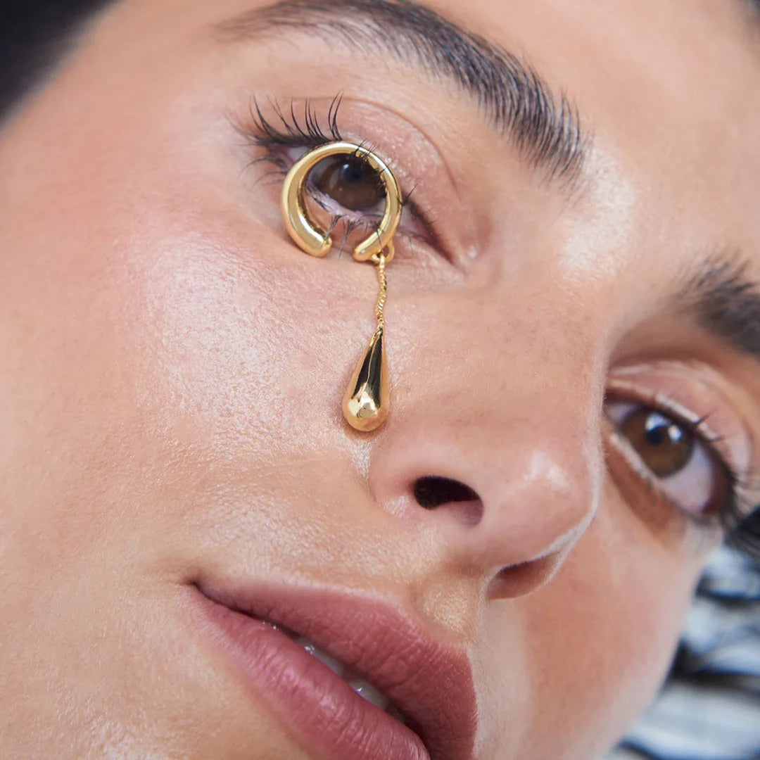 Creolen-Ohrclips Feiner Wassertropfen Gold