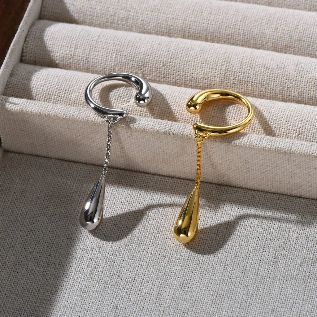 Creolen-Ohrclips Feiner Wassertropfen Silber