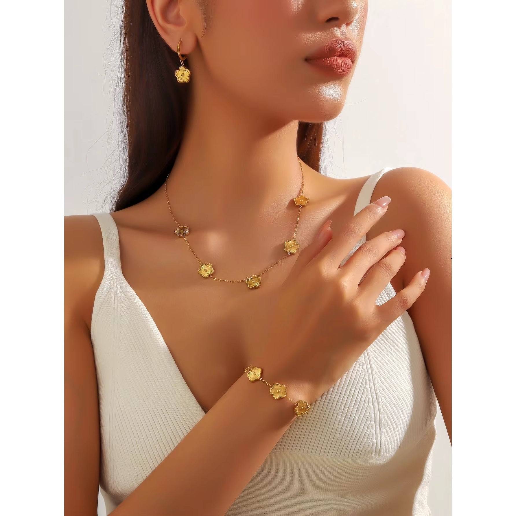 Set aus 3 Schmuckstücken Margeriten Gold 