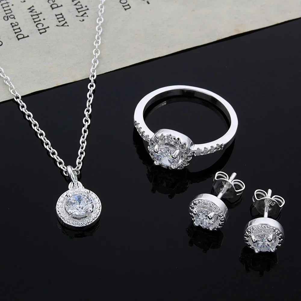 Schmuckset mit 3 Zirkonen Silber 