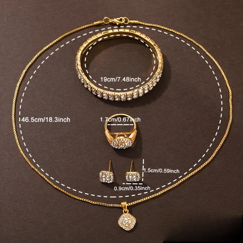 Schmuckset mit 5 Strasssteinen 