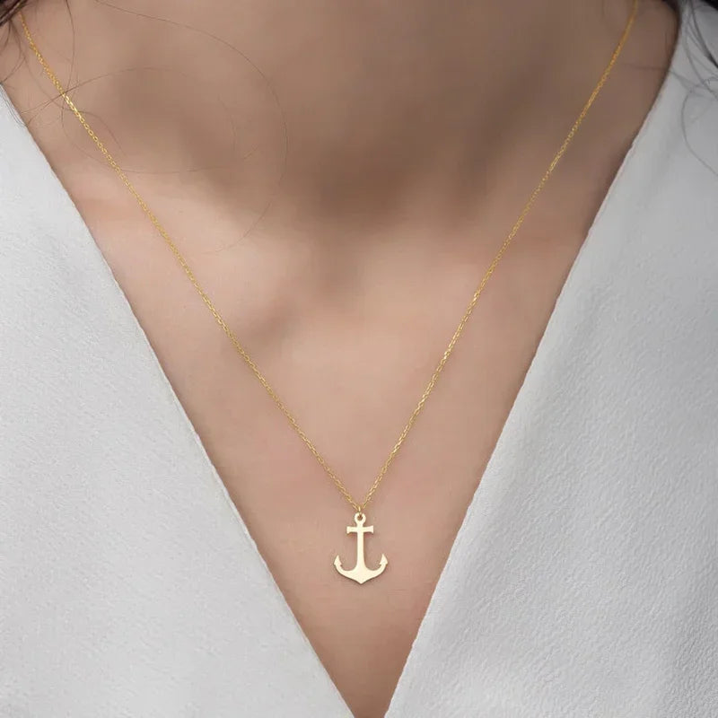 Anker-Halskette für Damen, Gold