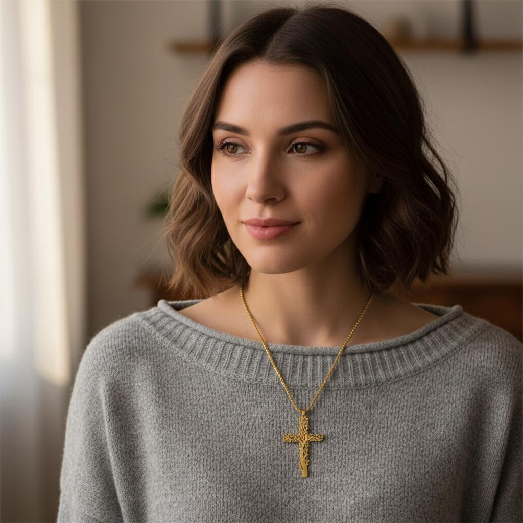 Baum des Lebens Halskette Kreuz Anhänger 