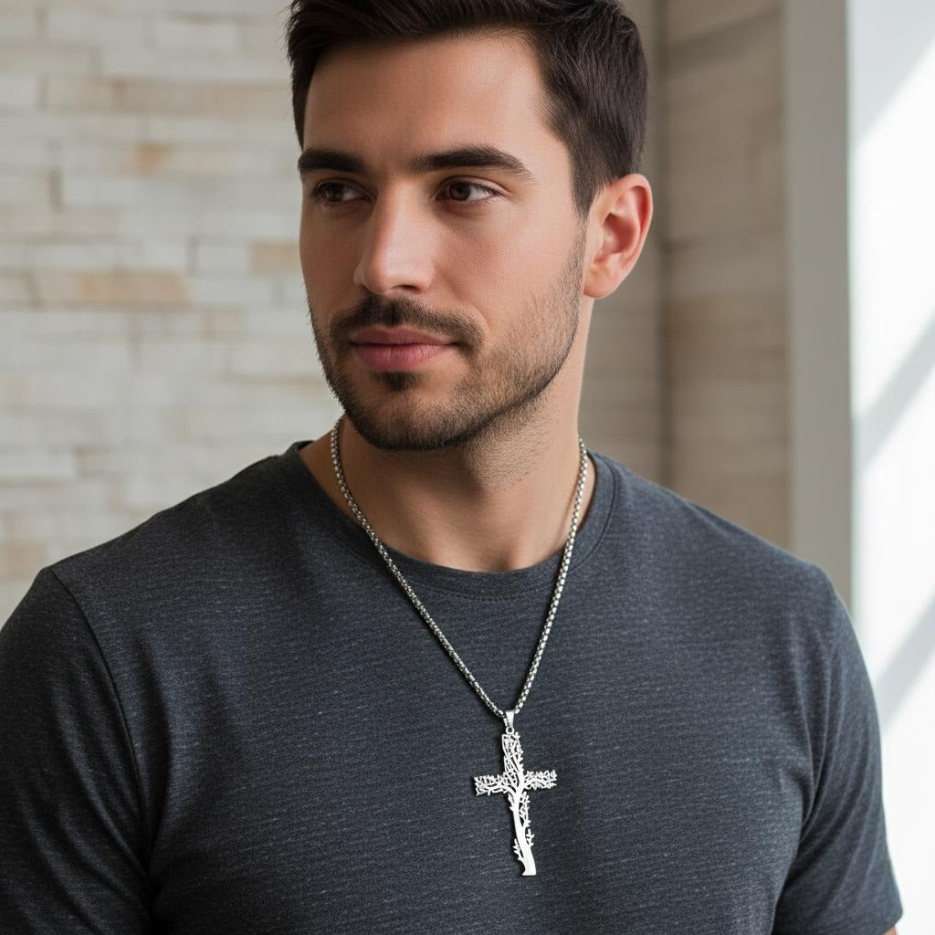 Baum des Lebens Halskette Kreuz Anhänger 