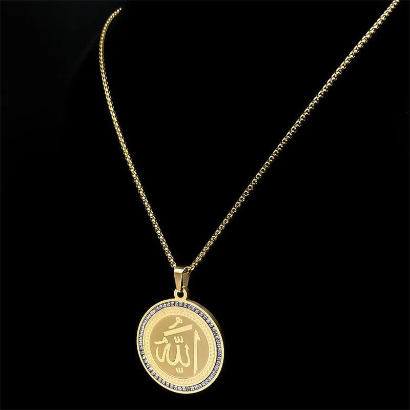 Halskette mit Anhänger Amulett Allah arabisch islamisch muslimisch gold