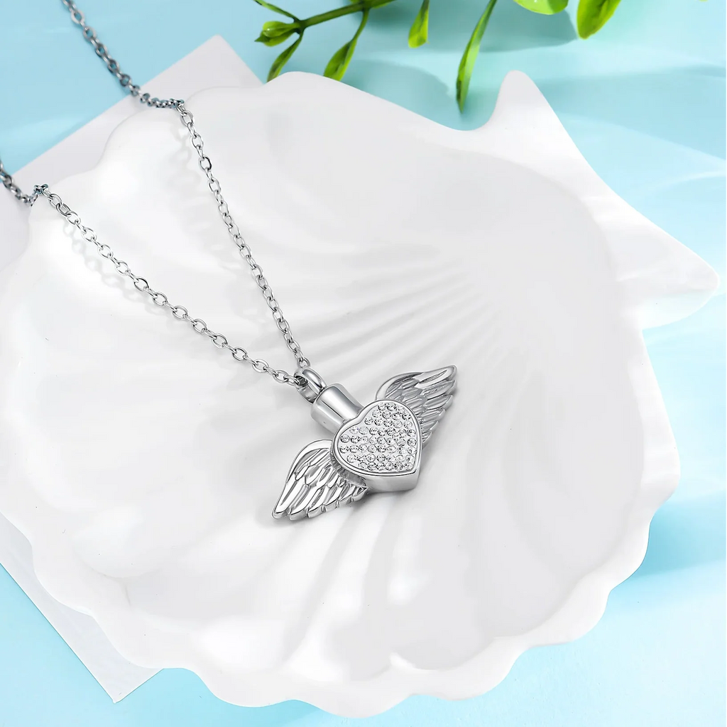 Urnenkette mit Engelsflügel-Anhänger