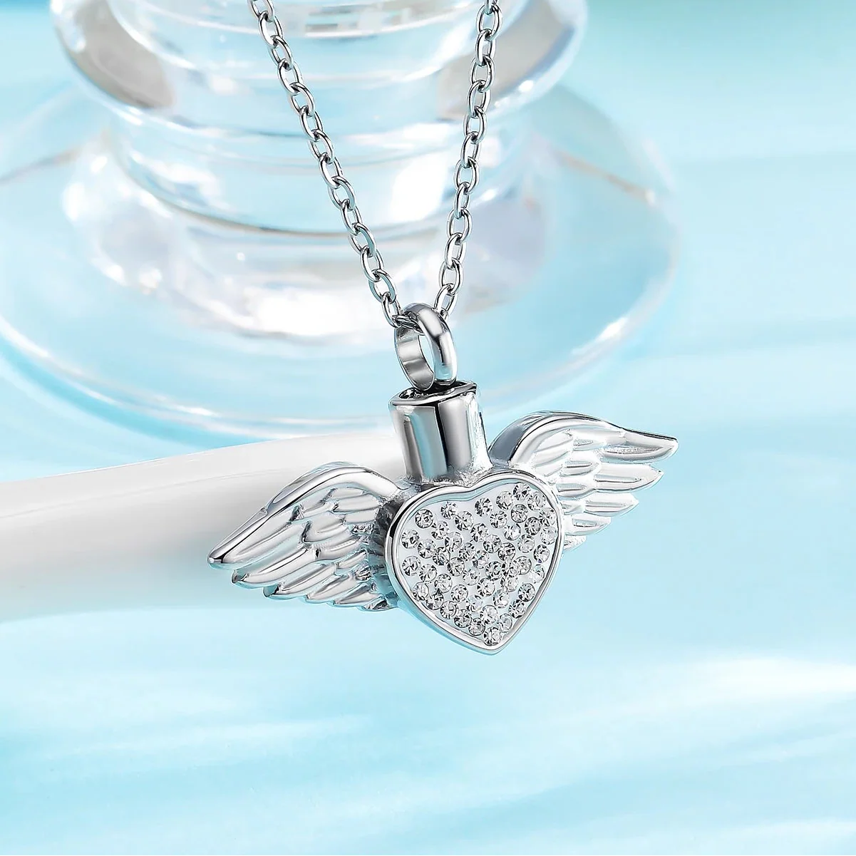 Urnenkette mit Engelsflügel-Anhänger