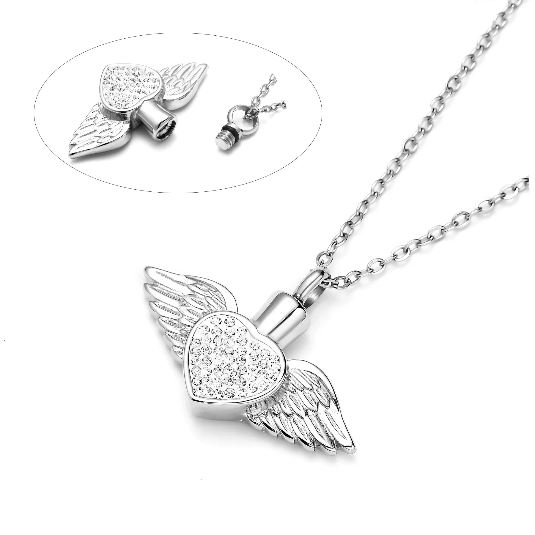 Urnenkette mit Engelsflügel-Anhänger