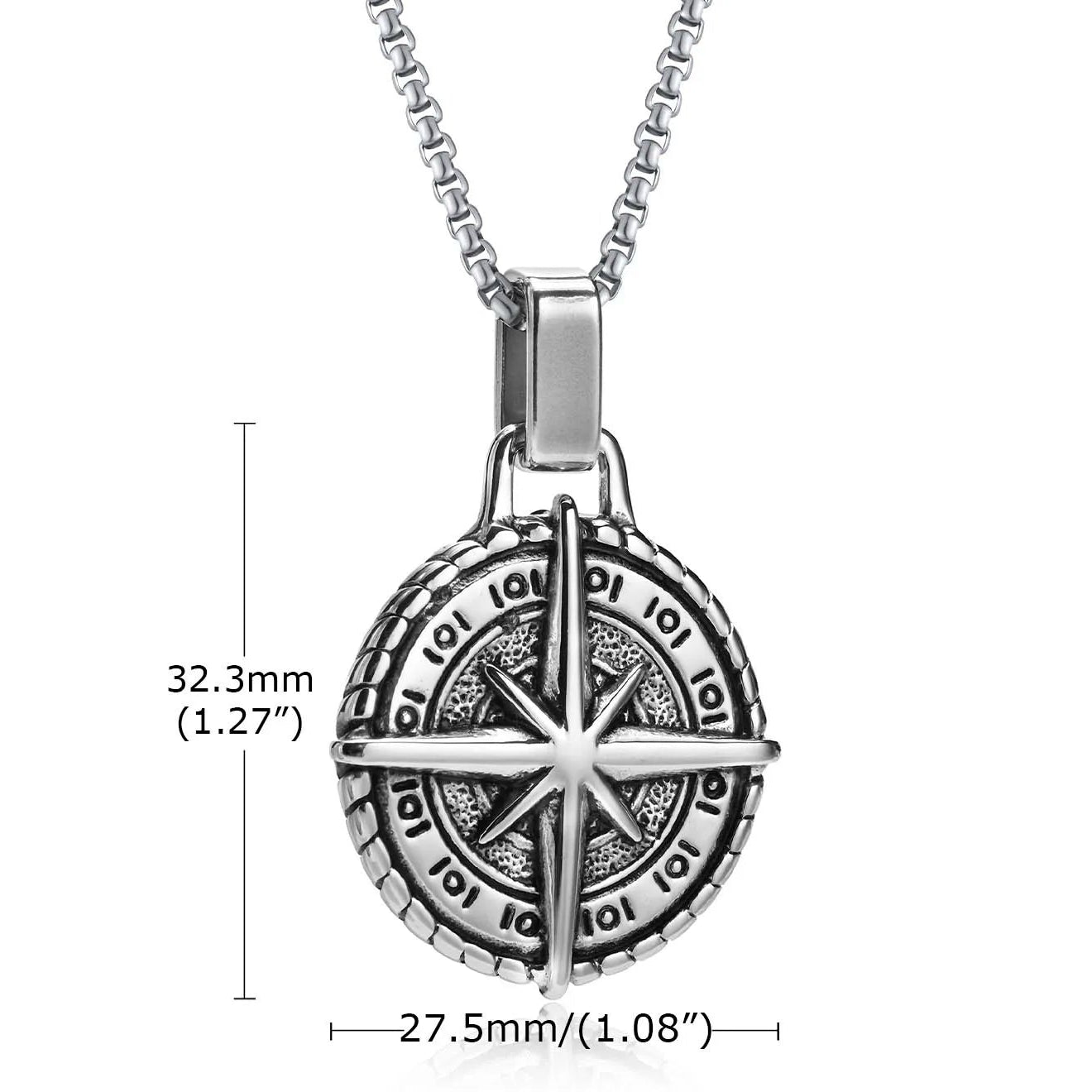 Halskette mit Kompass-Anhänger Windrose für Herren