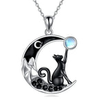 Collana con ciondolo a forma di simpatico gatto al chiaro di luna
