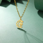 Halskette mit islamischem Anhänger Halbmond und arabischer Fatima-Hand in Gold