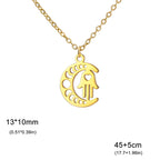 Halskette mit islamischem Anhänger Halbmond und arabischer Fatima-Hand in Gold