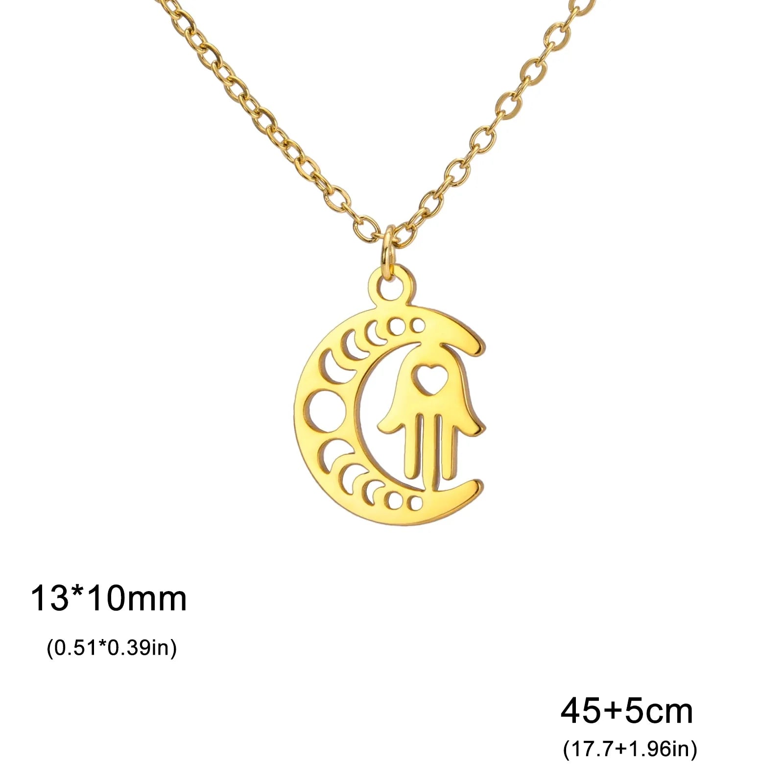 Halskette mit islamischem Anhänger Halbmond und arabischer Fatima-Hand in Gold