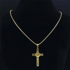 Collana con ciondolo croce di San Benedetto multicolore 
