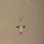 Halskette mit Kreuzanhänger aus Zirkonia für Damen