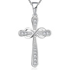 Collana con pendente croce e simbolo dell'infinito intrecciati