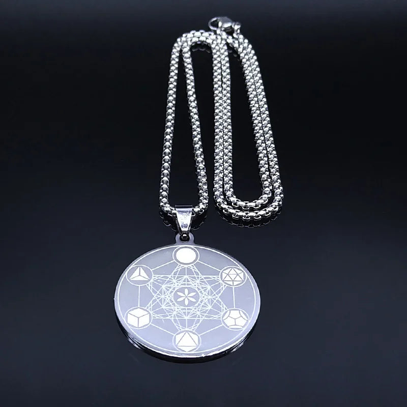 Halskette mit Metatron-Würfel-Anhänger für Männer oder Frauen silber