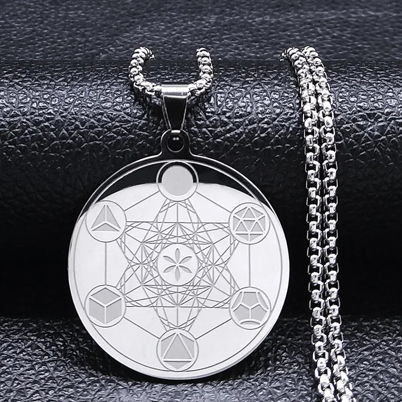 Halskette mit Metatron-Würfel-Anhänger für Männer oder Frauen silber