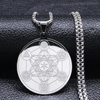 Halskette mit Metatron-Würfel-Anhänger für Männer oder Frauen silber